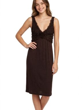 Julie's Closet Brown Rosette Lace Empire Waist Dress S  Boho Y2K
